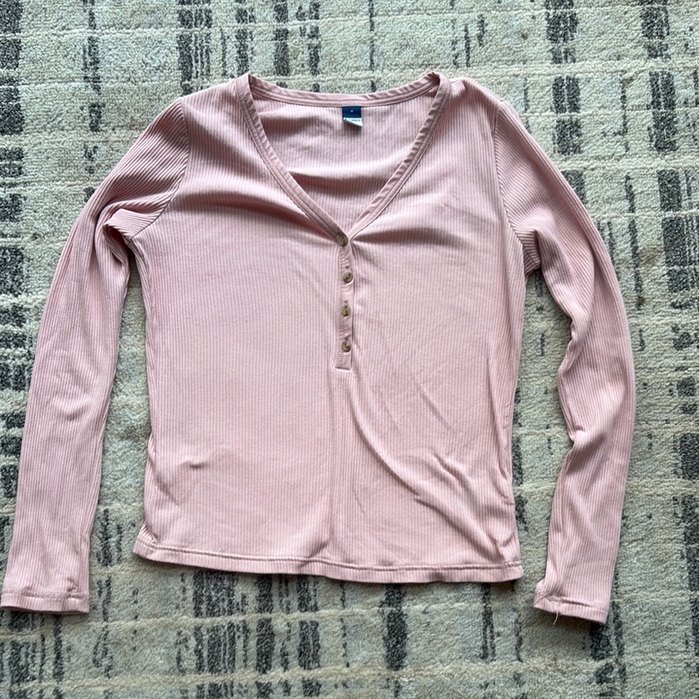 Old Navy Pink Fitted Buttoned Blouse